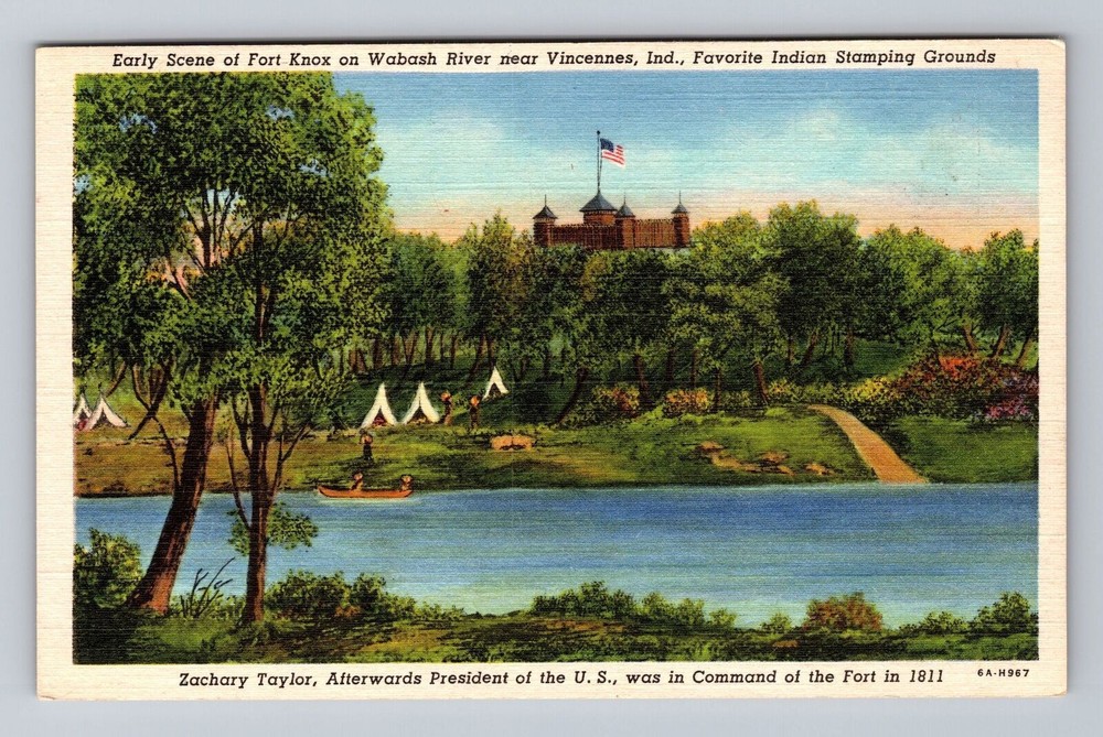 Indiana IN Vincennes Early Fort Knox On Wabash River Vintage Postcard