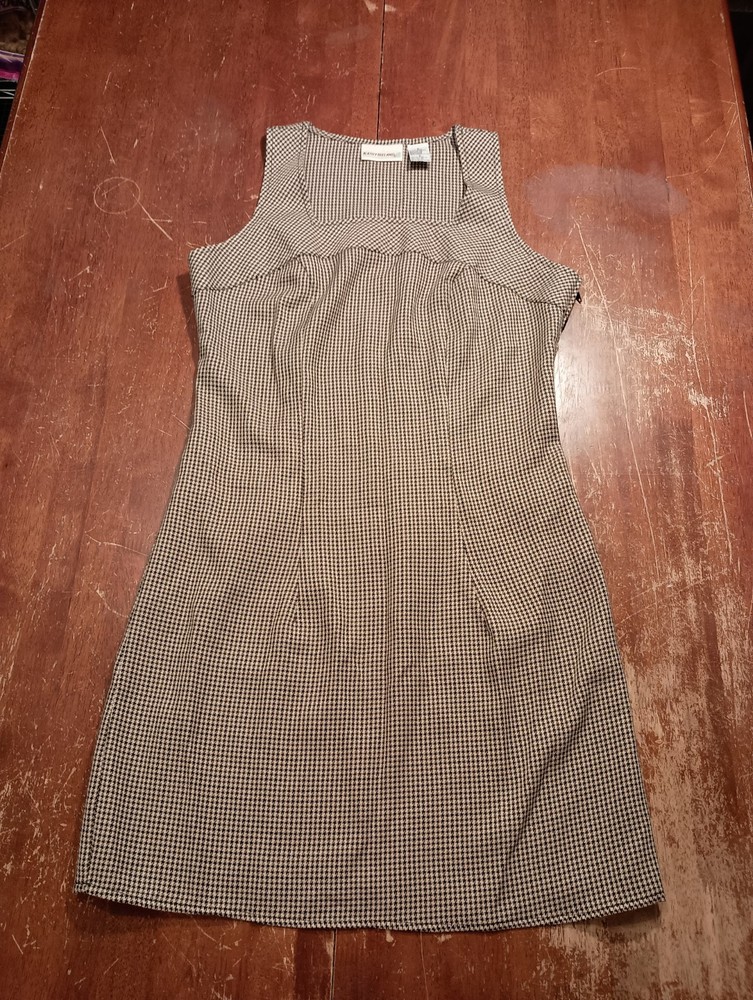 Kathy Ireland Women's Tan Black Square Neck Dress Size 5