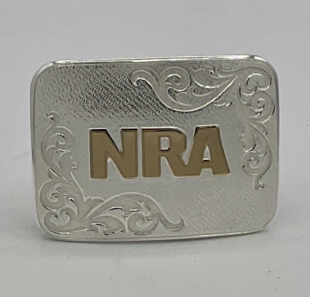 New With Tags NRA Gold/Silver Belt Buckle Montana Silversmiths 0284-1100