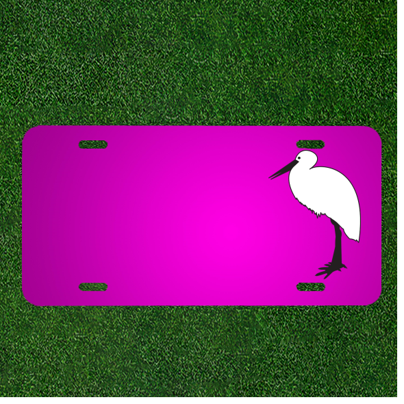 Custom Car License Plate with Personalized Stork Bird Design and Added Names