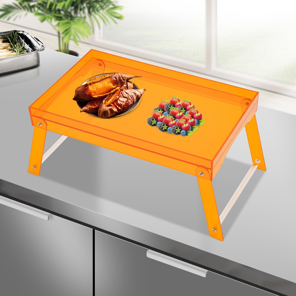 Orange Acrylic Bed Tray Table Foldable Lap Desk for Laptop Breakfast in BedCouch