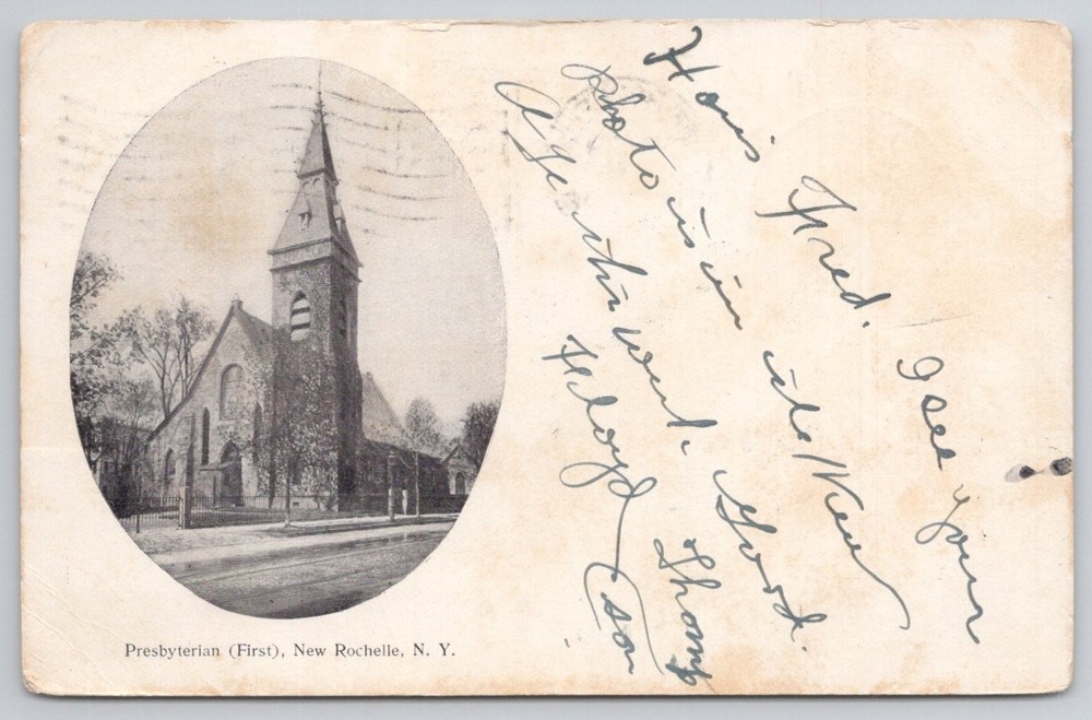 1908 Presbyterian Church New Rochelle NY Postcard - Divided Back