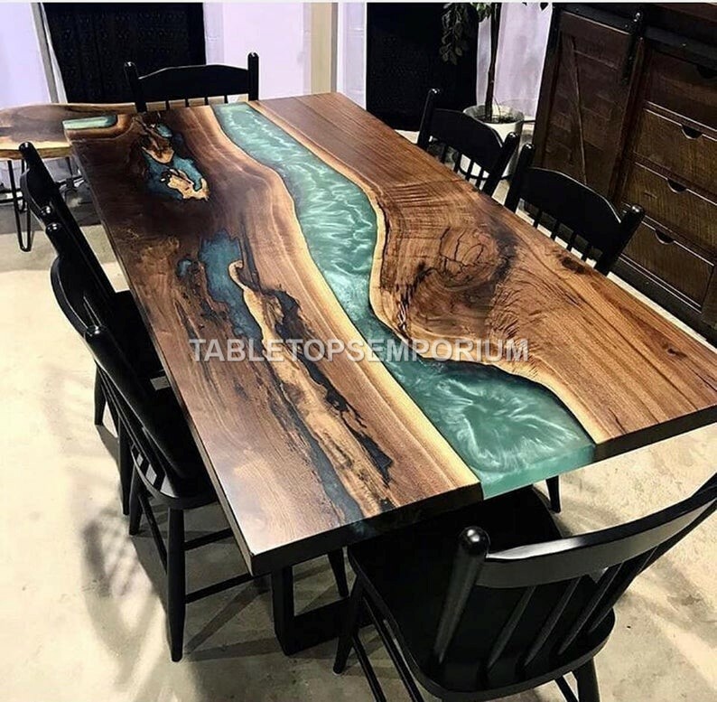 Acacia Wooden Custom Epoxy River Center Table Antique Resin Din Design Home Deco