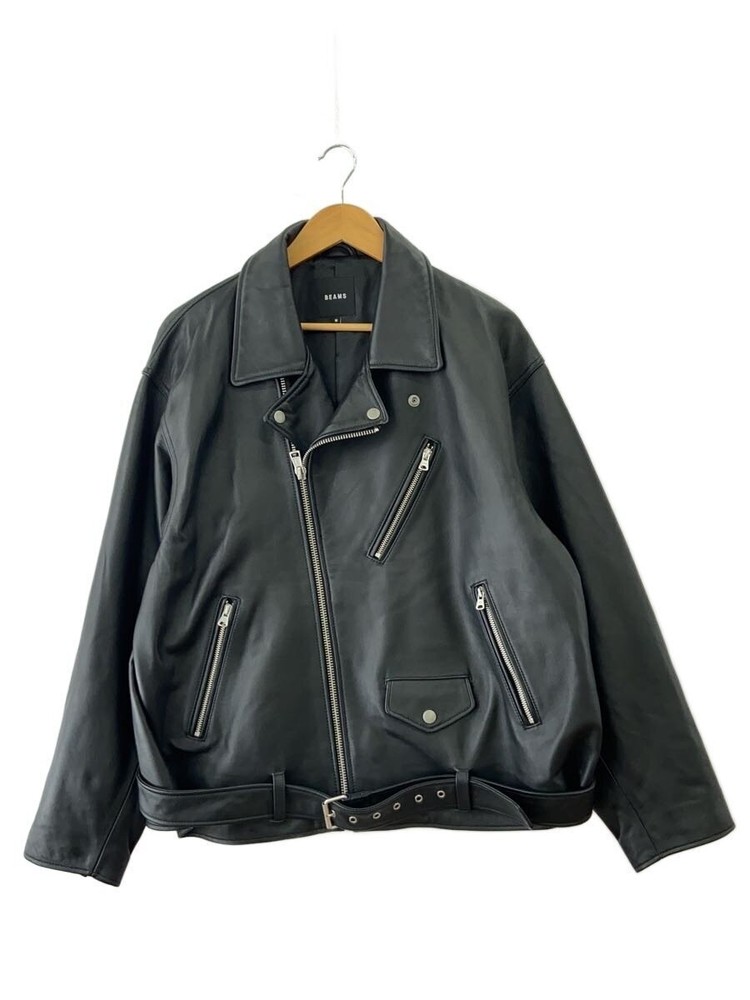 Beams Double Riders Jacket/M/Sheep Leather/Blk/Plain/11-18-6085-202 31901