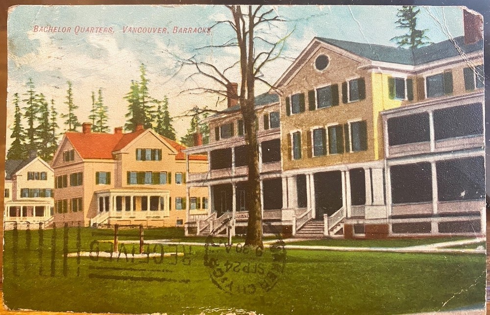 Vintage WA Postcard Fort VANCOUVER BARRACKS Washington Bachelor Quarters 1908