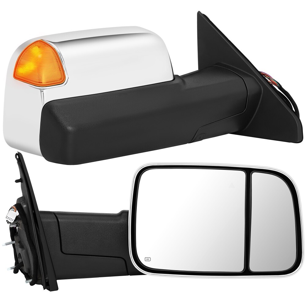 Chrome Pair Turn Signal Power Manual Fold Tow Mirrors For Dodge Ram 2019-2022