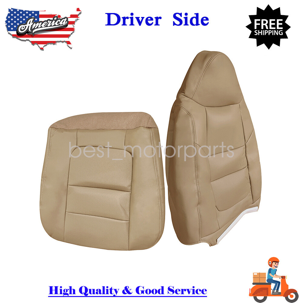 For 2001 Ford F250 F350 Lariat Driver Bottom & Top Back Leather Seat Cover TAN