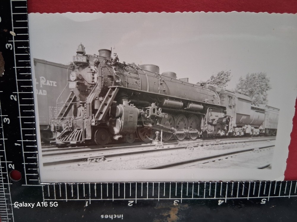 GRAND TRUNK WESTERN RAILROAD LOCOMOTIVE #6320 PHOTO PASS TRAIN DURAND MI 1950's