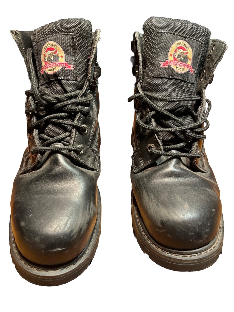 Steel Toe Black Leather Work Boots for Men Brahma Gus Safety Ankle Boots 7W tfs-6361