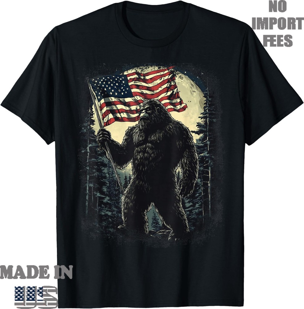 Patriotic Bigfoot American Flag USA Sasquatch 4th Of July T-Shirt, Kid Adult Tee