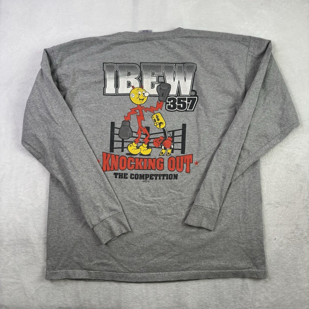 VTG Bayside Local 357 Renew Grey LS Pocket Shirt IBEW Knocking Out Men's 2XL