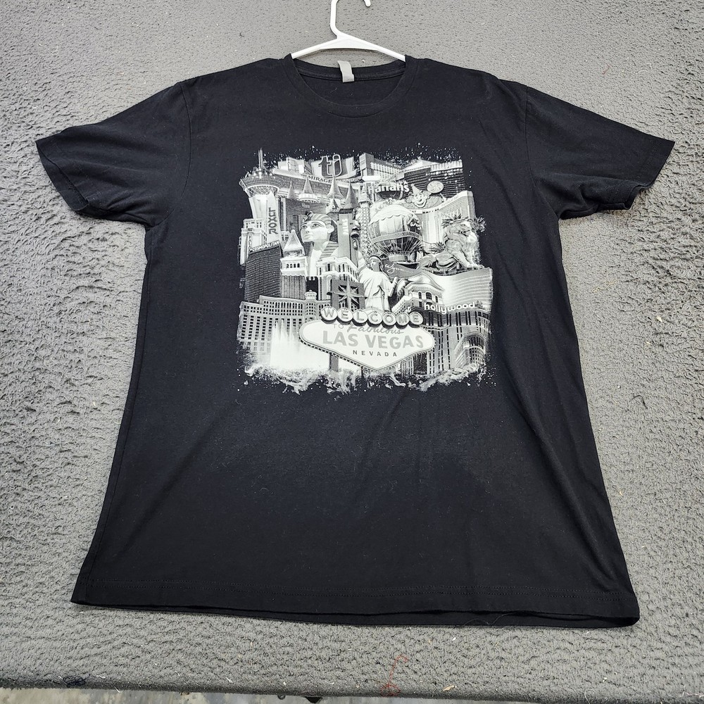 Las Vegas Shirt Mens Large Black Strip Skyline Graphic Tee Nevada Casino