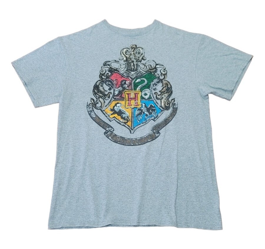 Harry Potter Hogwarts Crest Size Large Gray T-Shirt
