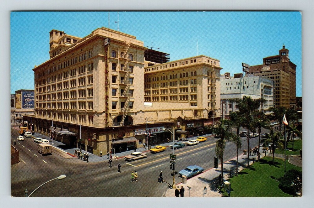San Diego CA-California United States Grant Hotel Aerial View Vintage Postcard