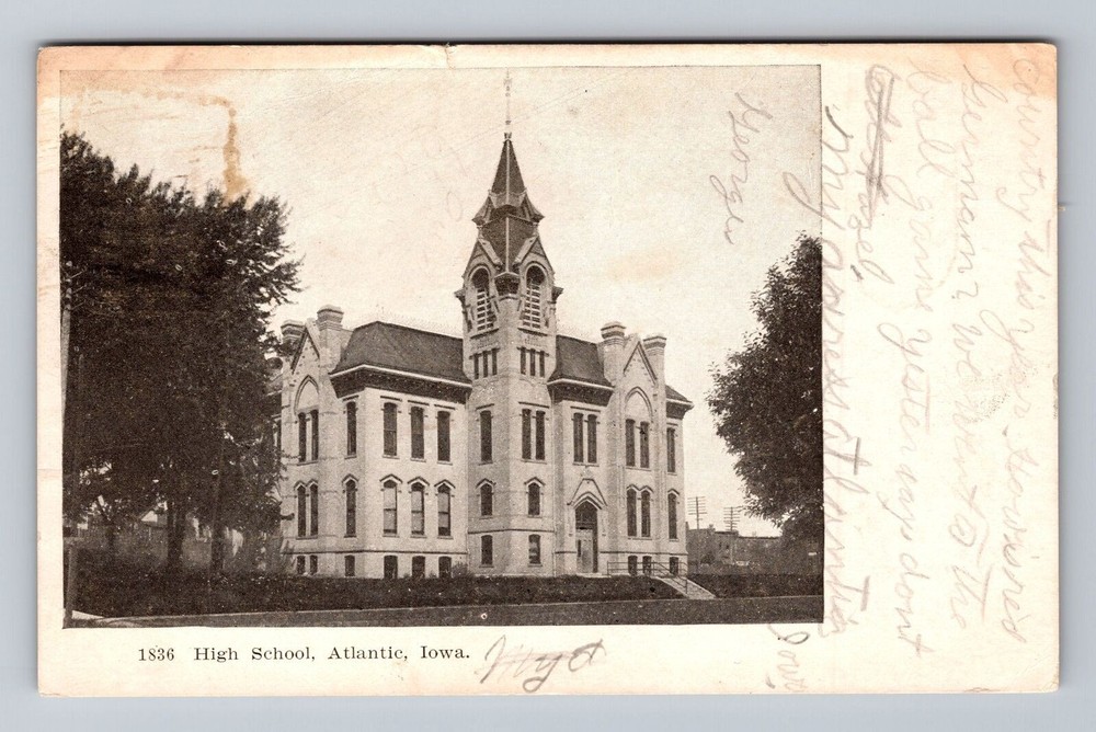 Iowa IA Atlantic High School Vintage Postcard