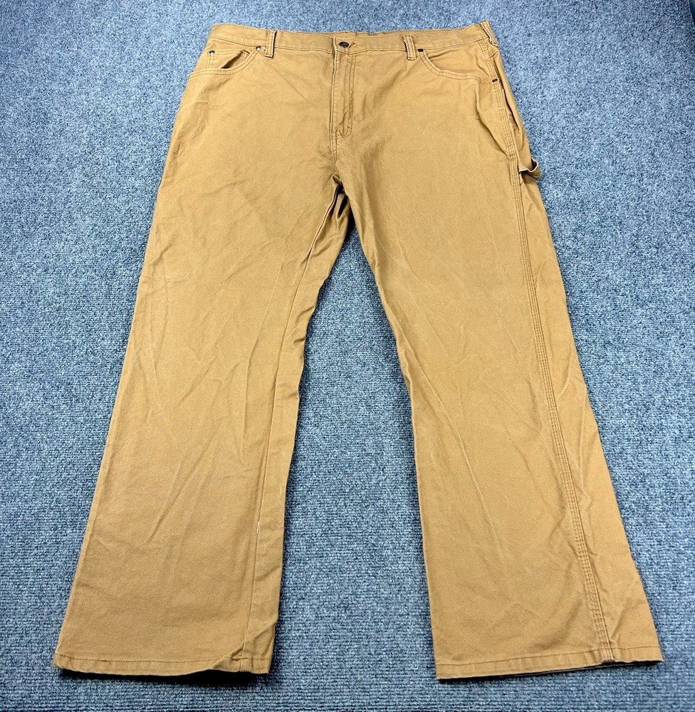 Dickies Mens Relaxed Fit Carpenter Work Pants 38x30 Tan Brown Canvas Flex