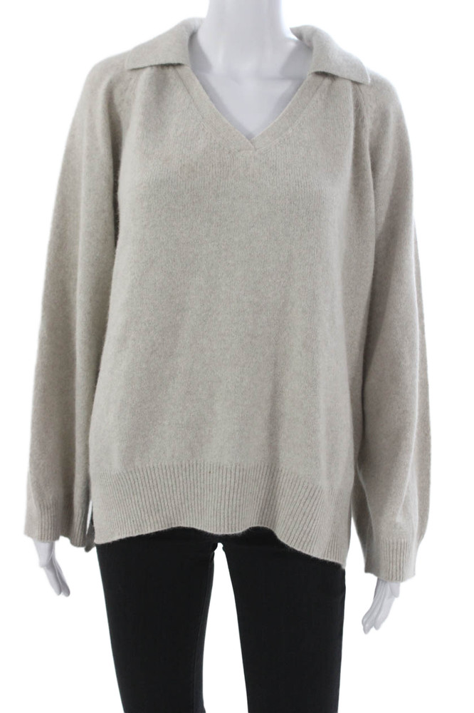 Loulou Studio Womens V Neck Wool Pullover Sweater Beige Long Sleeve Size SFree Shipping in US $100+ Orders | $6.95 Orders Below