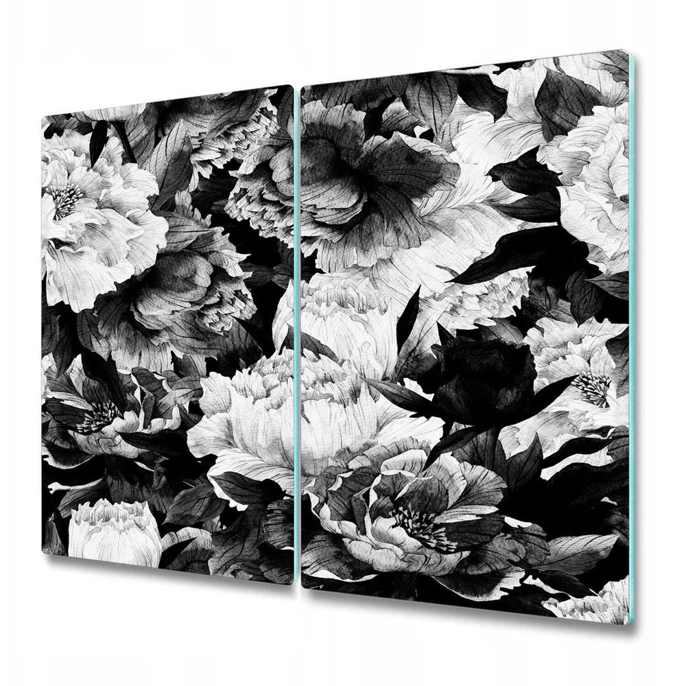 Glass Chopping Cutting Board Worktop Saver Dark roses floral white 2x30x52