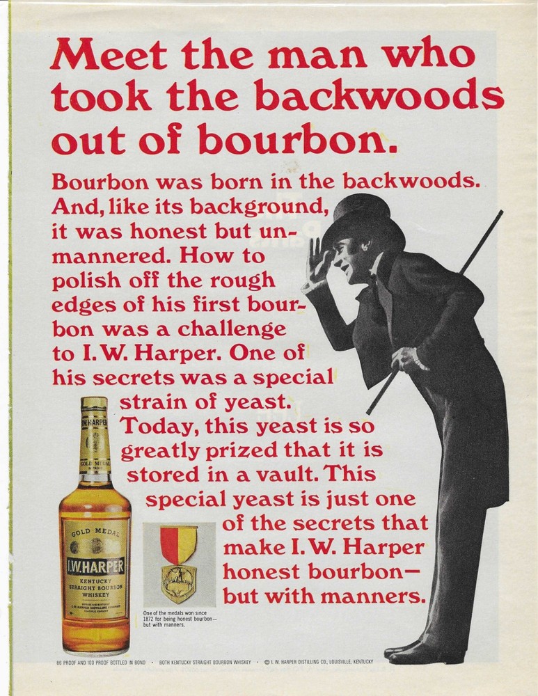I.w, Harper Bourbon  Original Print Ad