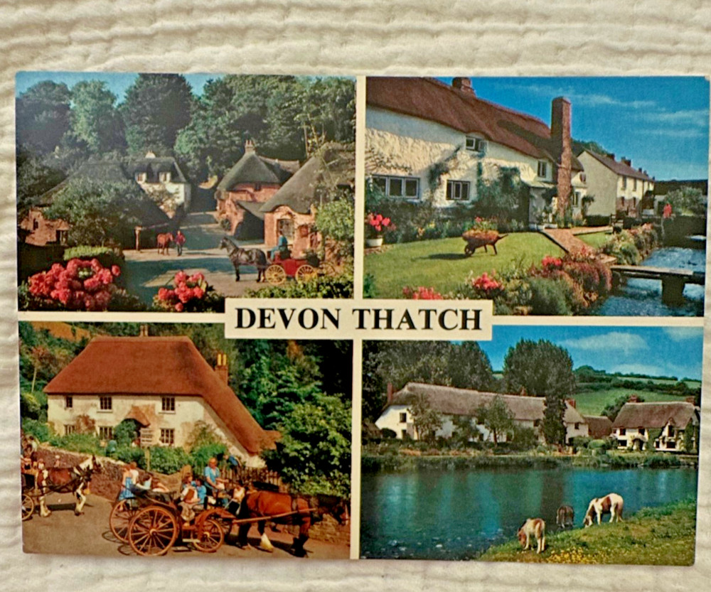 Devon Thatch Postcard John Hinde Cockington Croyde Bickleigh Cottages UK