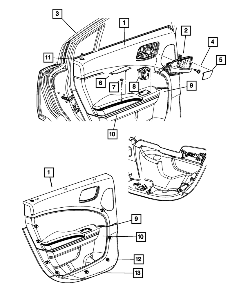 Genuine Mopar Rear Door Panel Right 1JR74GT5AL