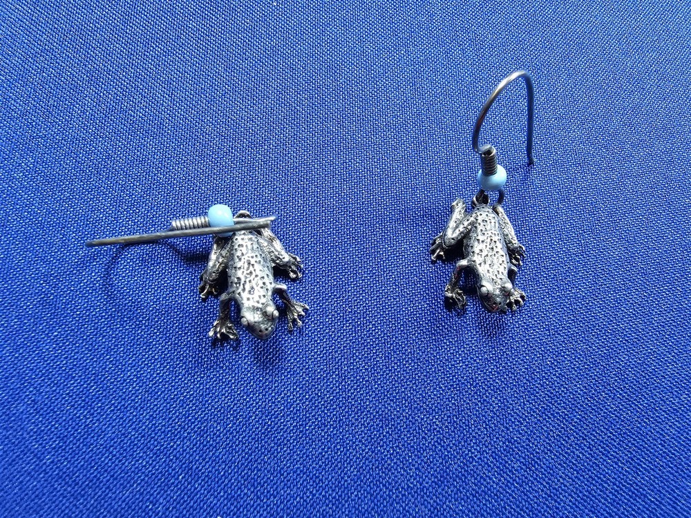 Grandma Grabe's Beautiful Vintage 925 Sterling Silver Frog 3.87G Earrings