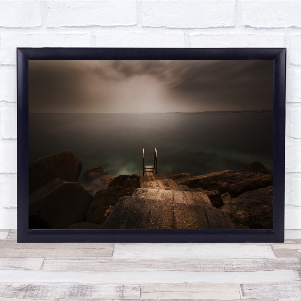 Landscape Atmosphere Way Path Sea Ocean Horizon Rocks Coast Wall Art Print