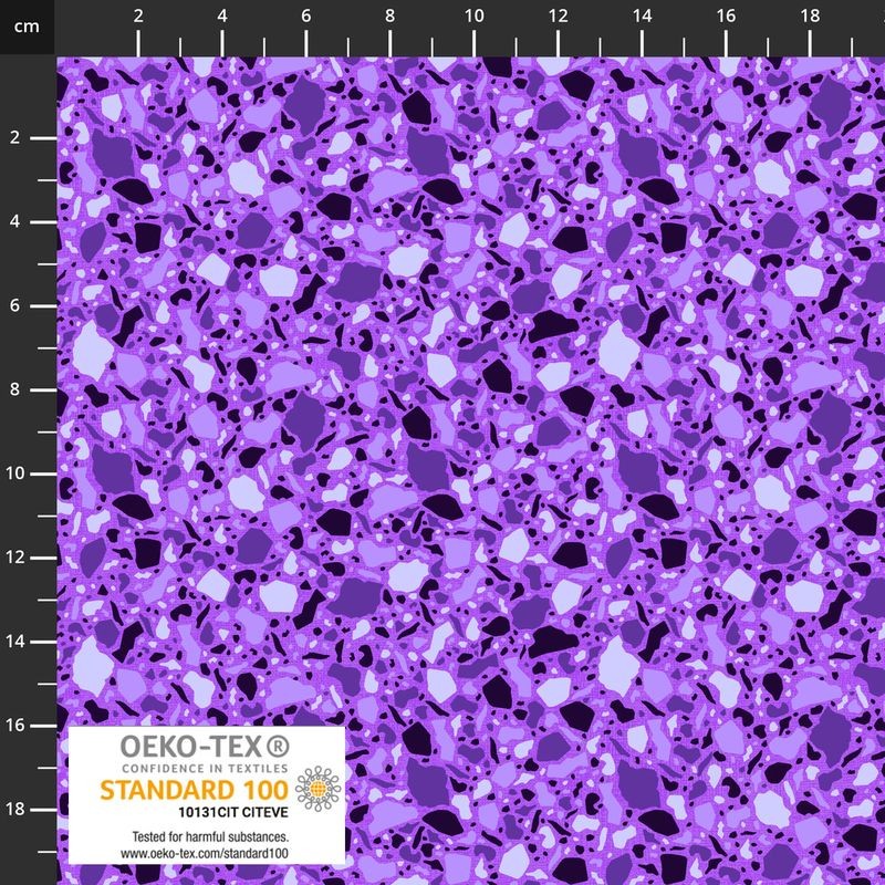 Stof European Quilting Rainbow Mosaic Purple Cotton Fabric By Yd