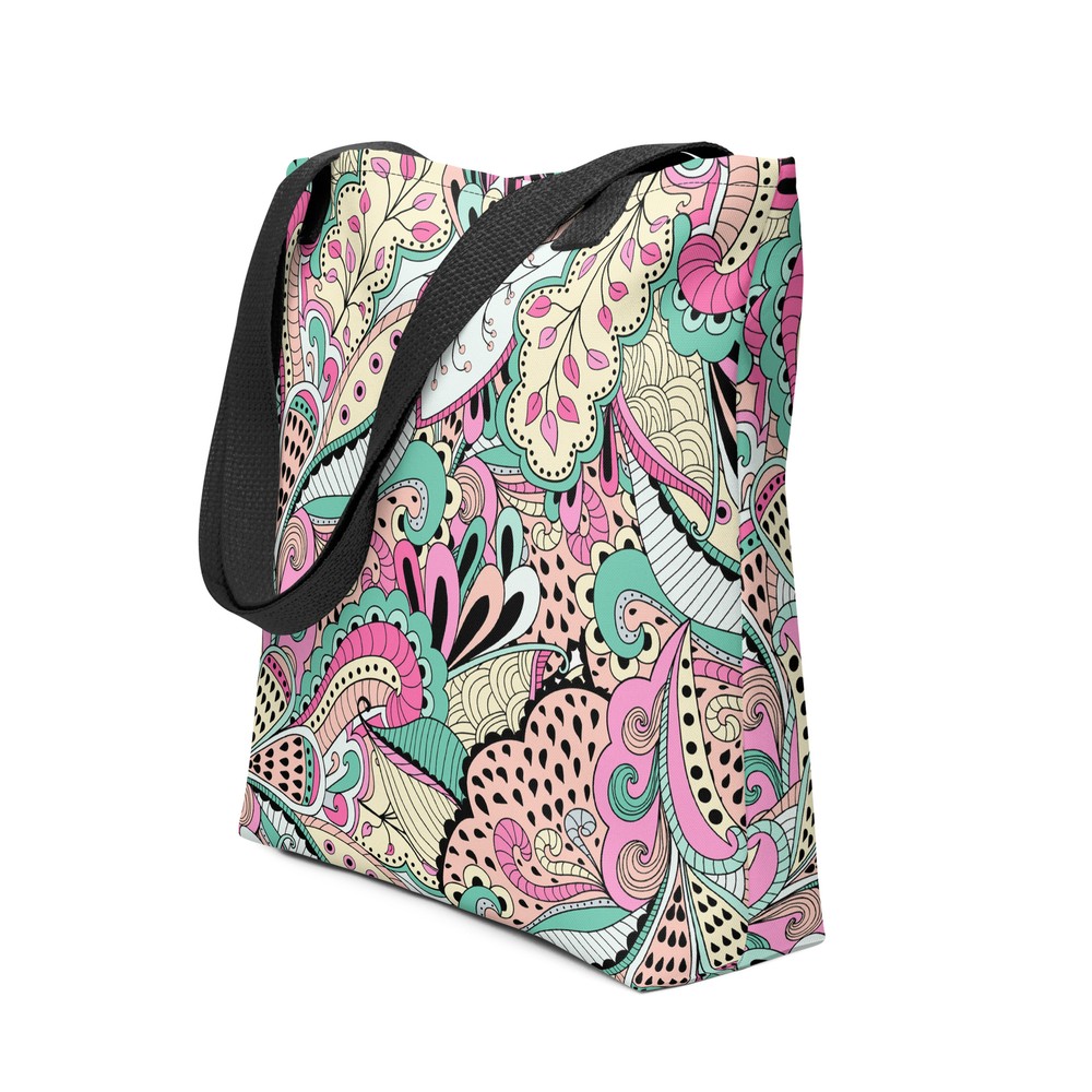 Abstract Floral Leaf Print All-Over Tote Bag  -image