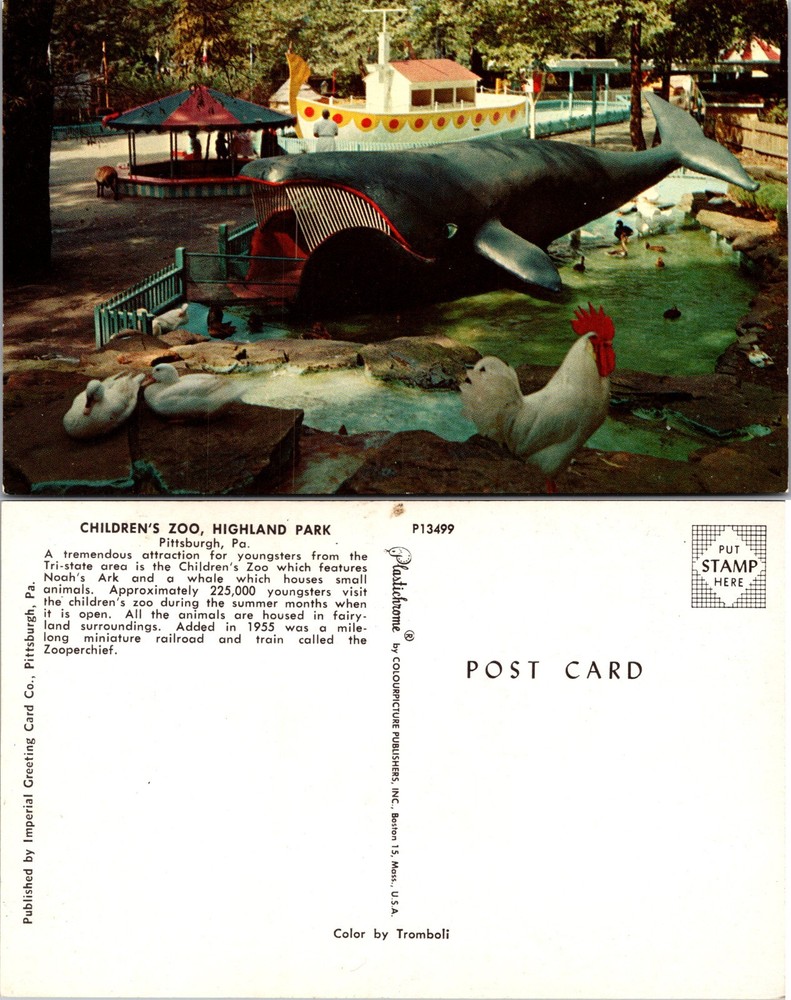 Childrens Zoo Highland Park Pittsburgh PA Postcard