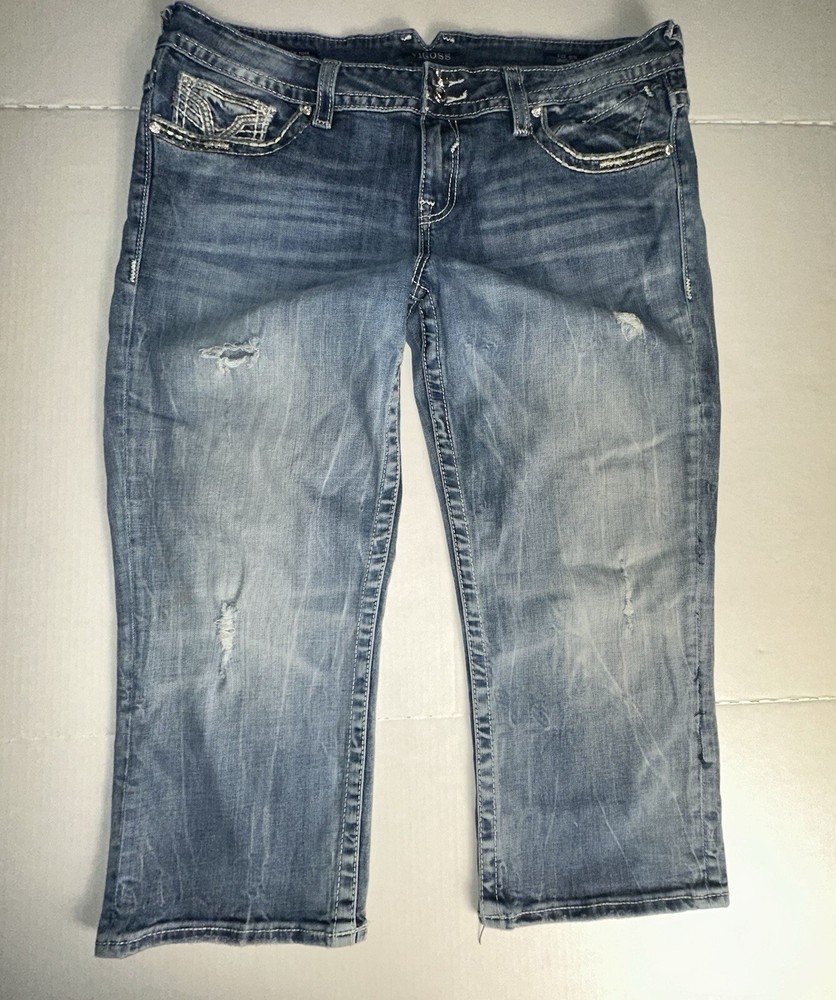 VIGOSS women’s Capri Jeans Embellished flap New York Plus size 15/16 L21