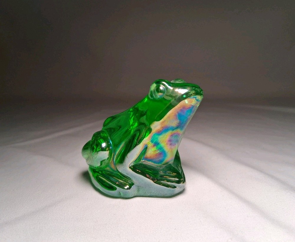 Vintage Fenton Vaseline Glass Frog Figurine Paperweight
