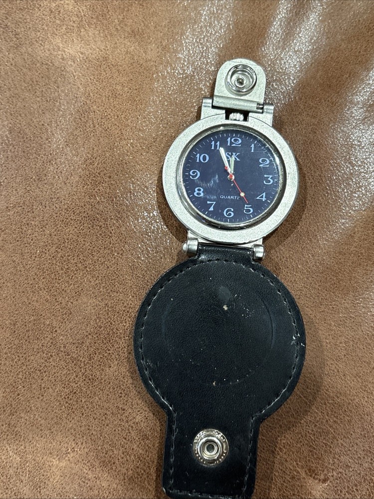 Vintage Quartz SK Men's Pocket Watch in Stainless Steel