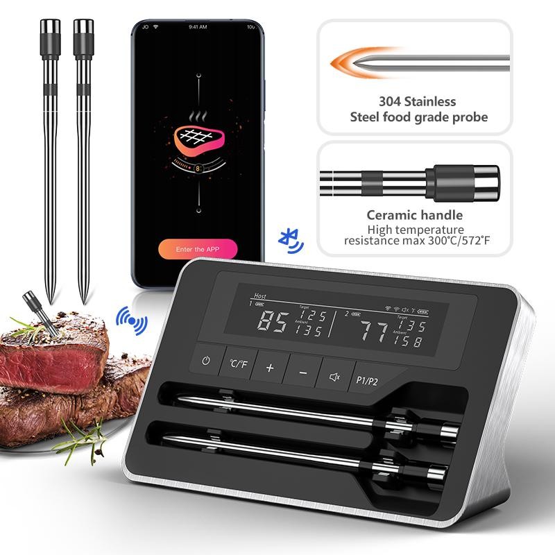 Wireless Bluetooth Meat Thermometer with Digital Probe for Mobile App Use Pro.