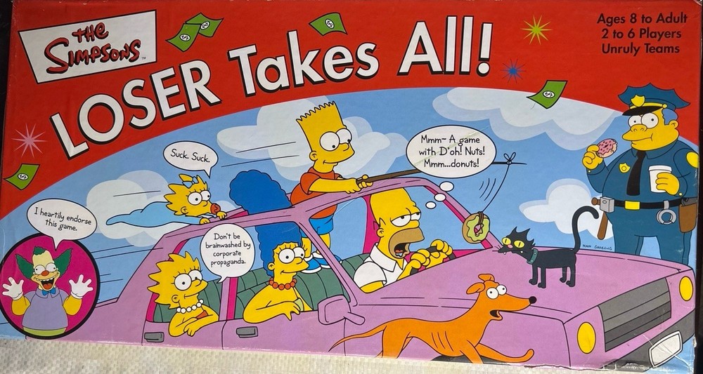 The Simpsons Loser Takes All Board Game Complete 2000 Parker Brothers