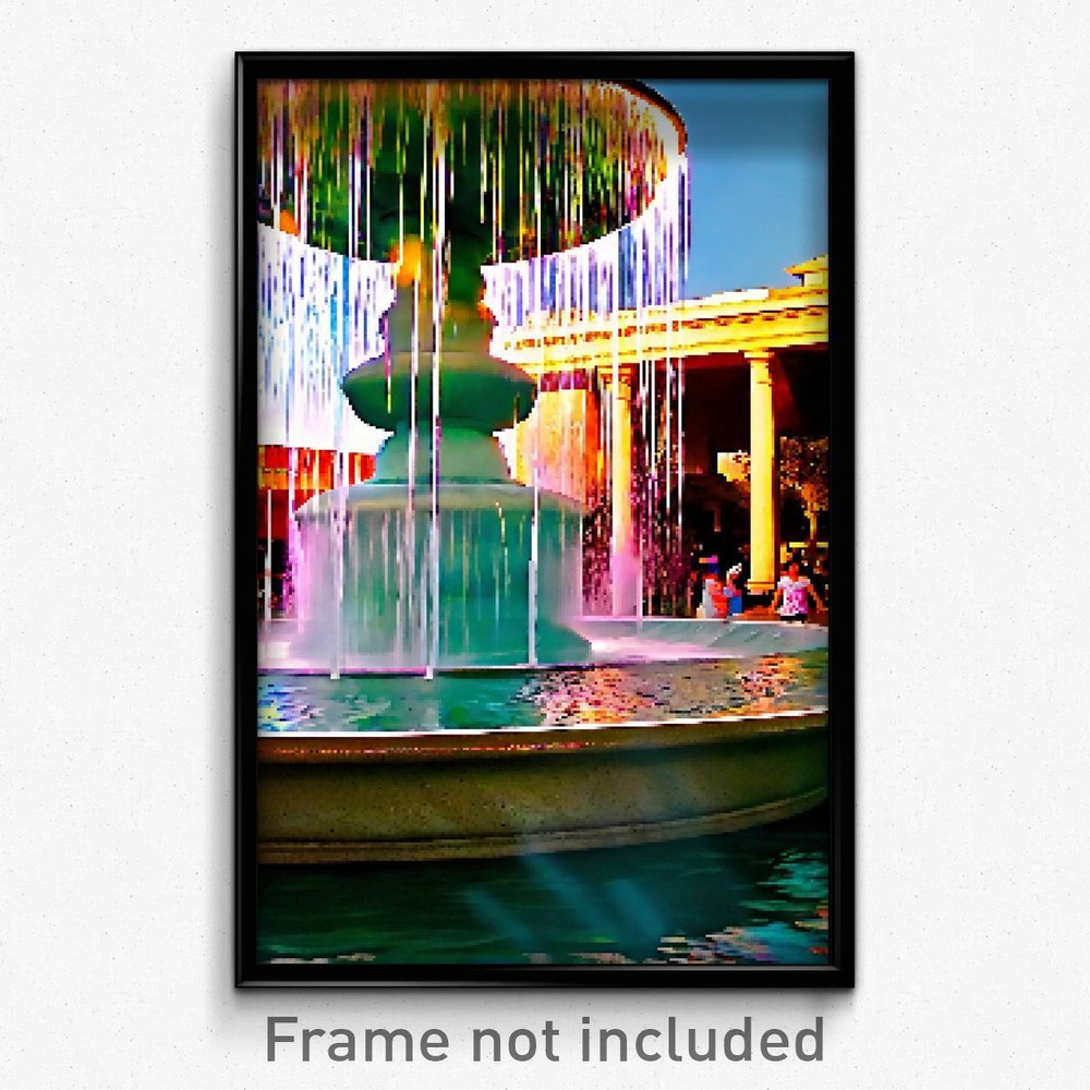 8 Bit Pixel Art Poster - Musty Fountain Psychedelic Trippy Video Game Print