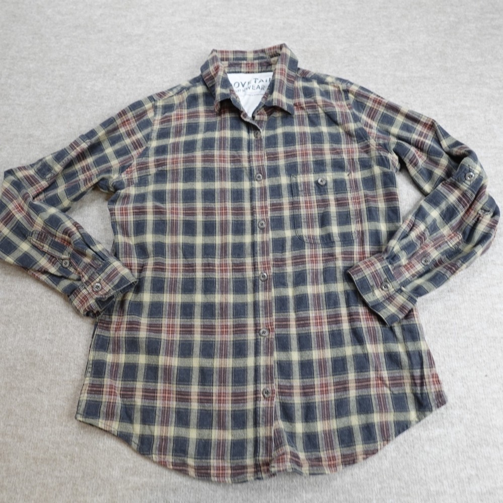 Dovetail Workwear Womens Shirt Medium Gray Plaid Cotton Blend Flannel
