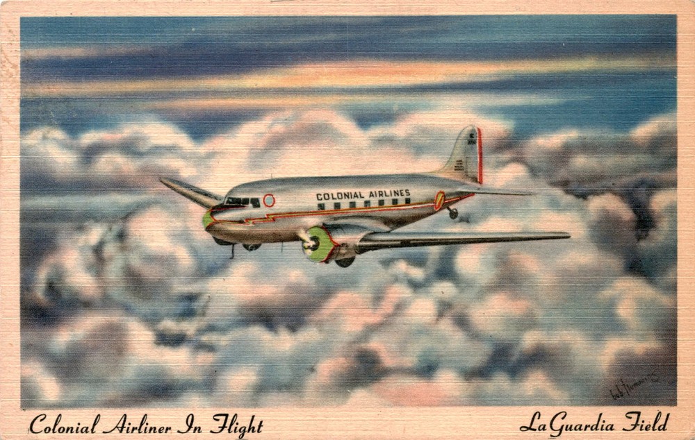 Colonial Airlines, La Guardia Field, Harry H. Baumann, 216 W. Postcard