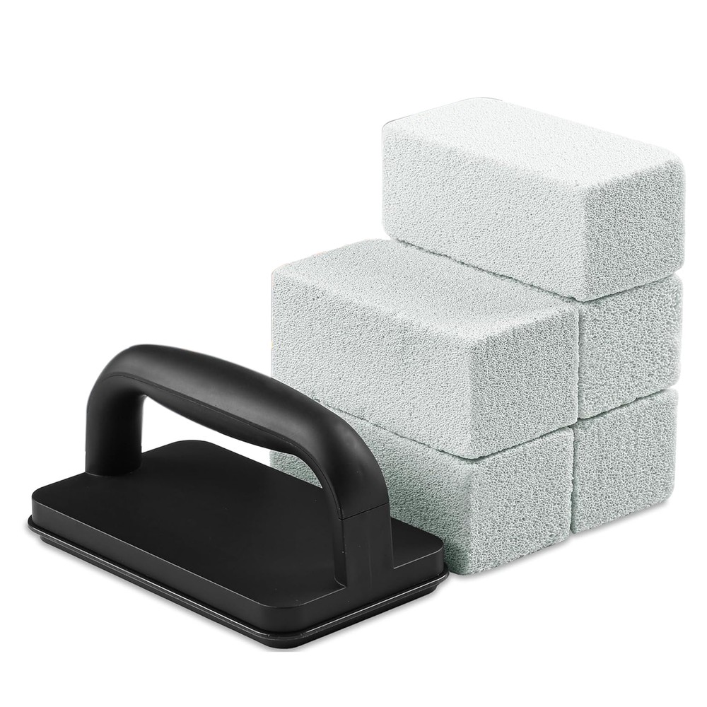 5 Pcs/Set BBQ Cleaning Bricks with Heat Resistant Handle Hard Wear-resistant