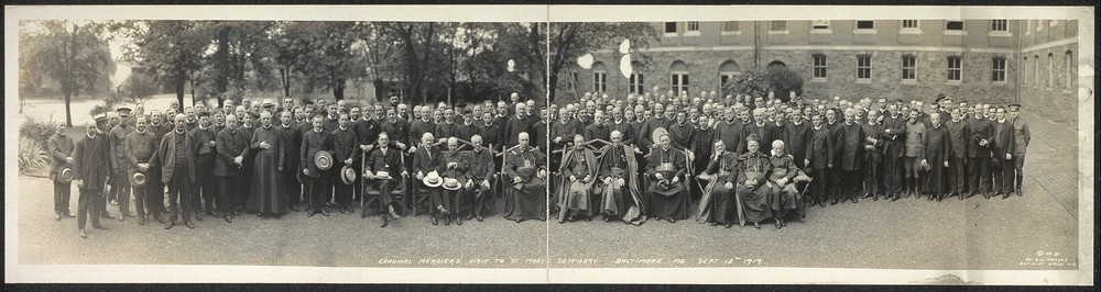 Baltimore MD Cardinal Mercier St Mary's Seminary Visit Group Portrait 1919