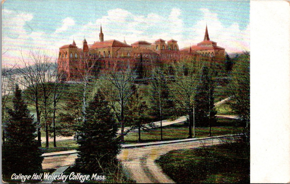 College Hall Wellesley College Massachusetts MA Postcard