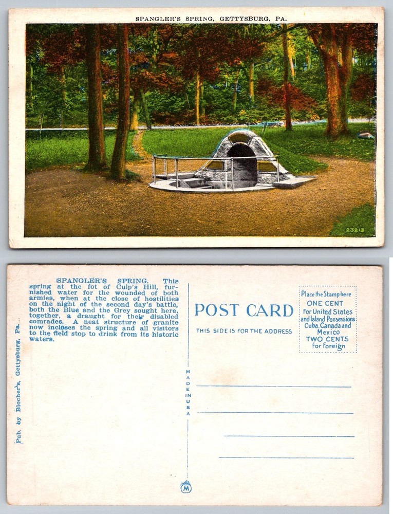 Spangler's Spring Gettysburg PA Historic Civil War Site Postcard Blocher's