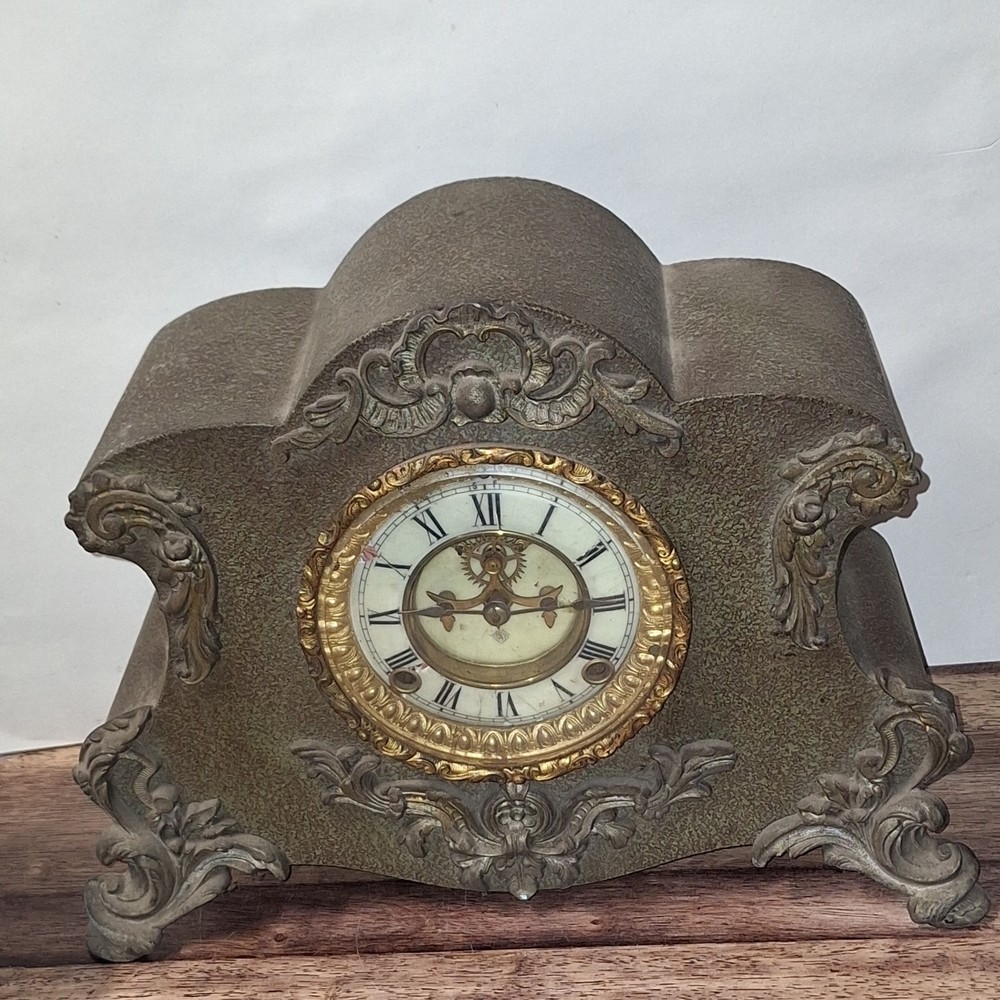 ANTIQUE ANSONIA AMIENS LOUIS XIV 8 DAY MANTEL CHIME CLOCK c.1890 PARTS REPAIR