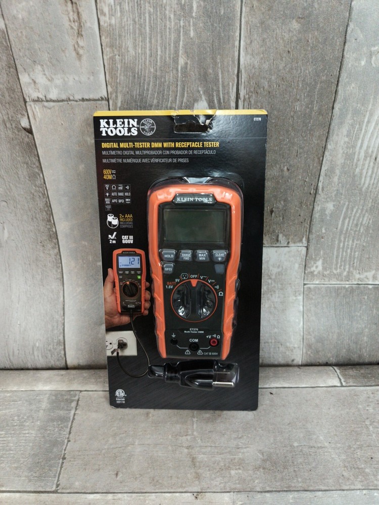 Klein Tools ET270 Digital Multi-Tester DMM with Receptacle Tester Free Shipping