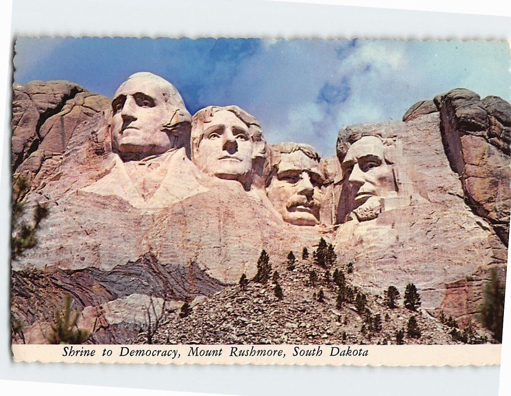 Postcard Shrine to Democracy Mount Rushmore Keystone South Dakota USA
