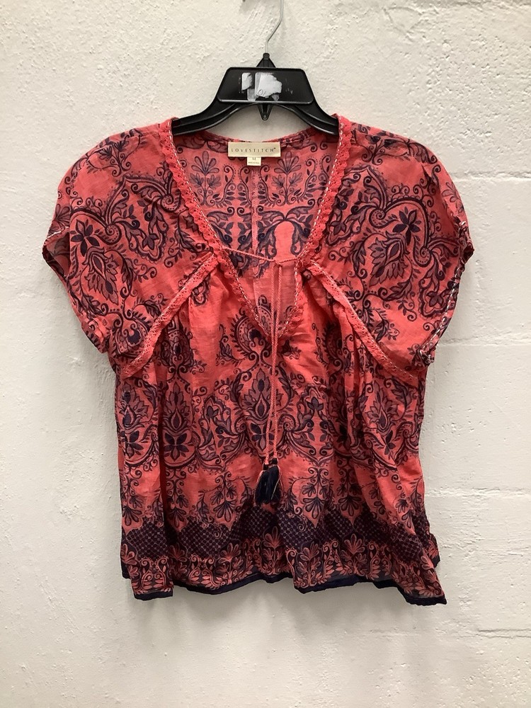 Lovestitch Red Boho Blouse Top Size Medium 0225-274