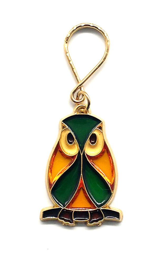 Vintage Stained Glass Style Owl Keyring Keychain