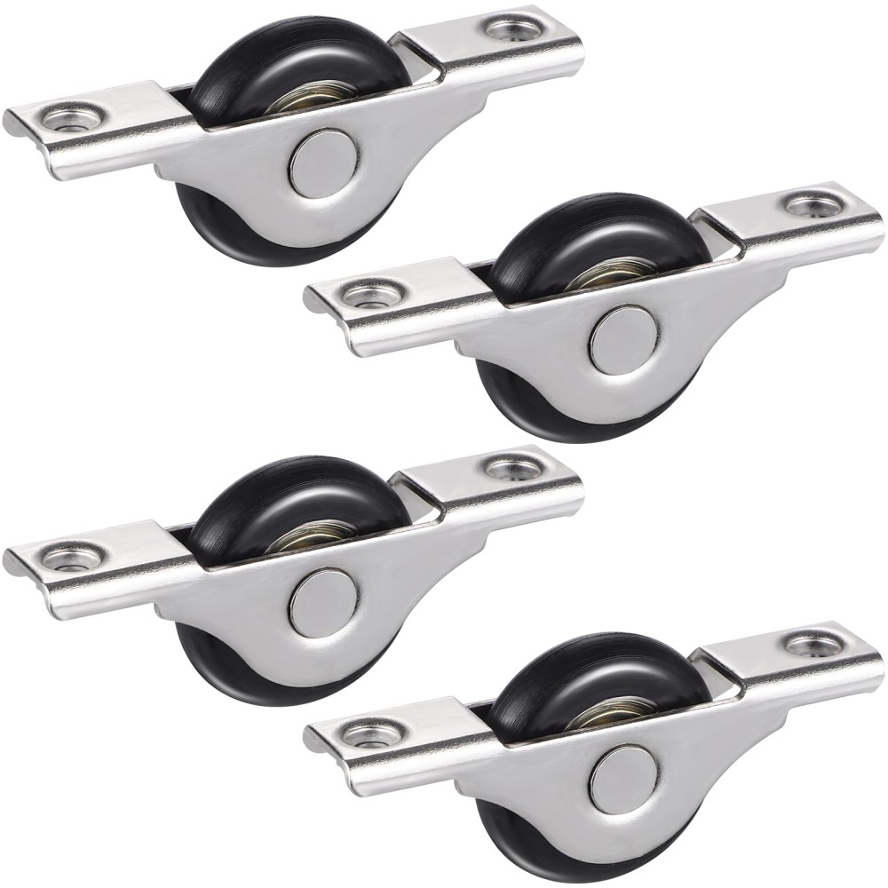4 Pcs Sliding Cabinet Door Wheels with Track for Closet Bottom Rollers