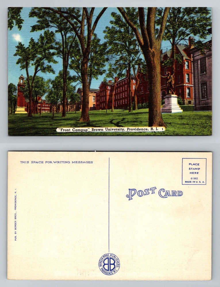Providence, RI-Rhode Island Front Campus Brown University Trees Vintage Postcard