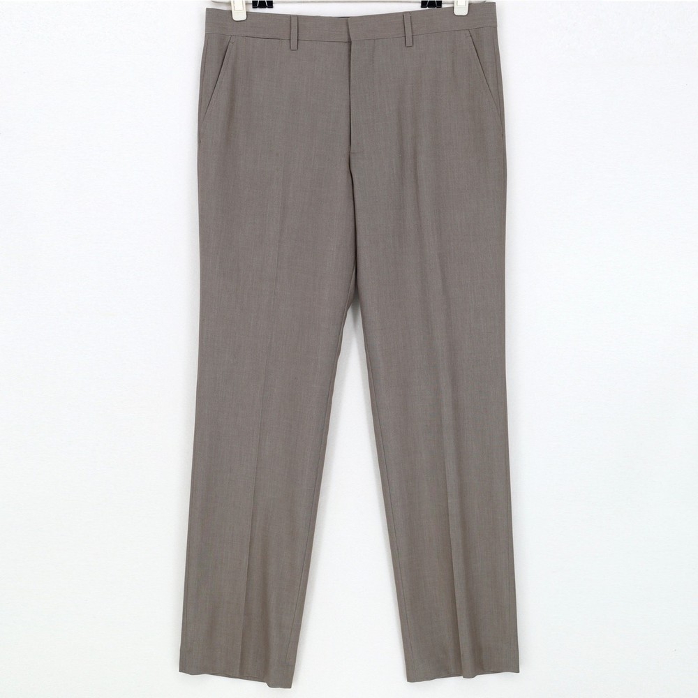 J. Ferrar Men's Tan Classic Slim Fit Flat Front Tailored Dress Pant Size 34W 32L